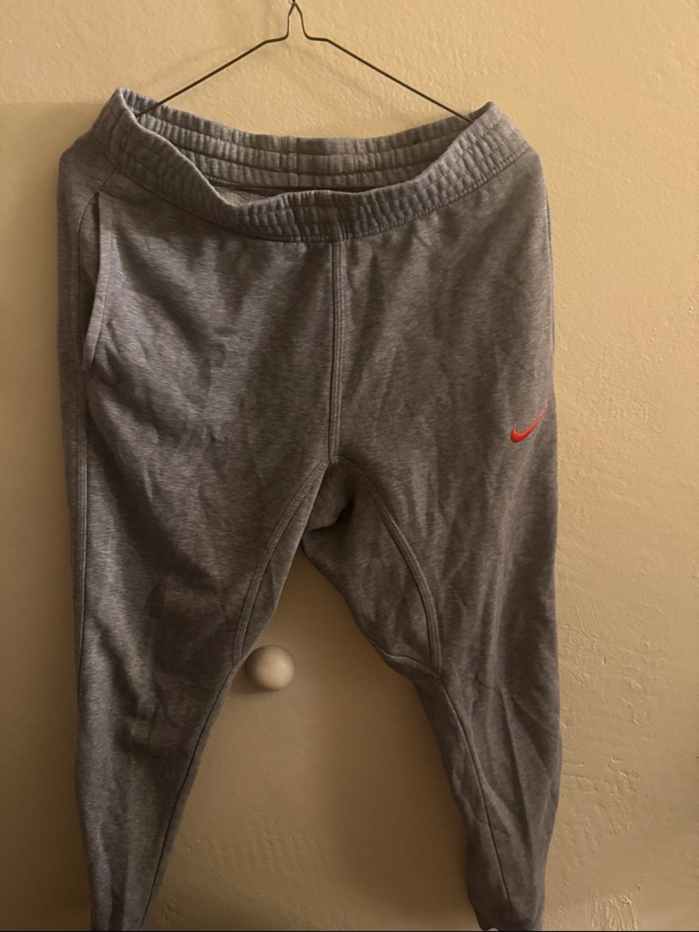 Nike Gray Sweat Joggers with Red Swoosh